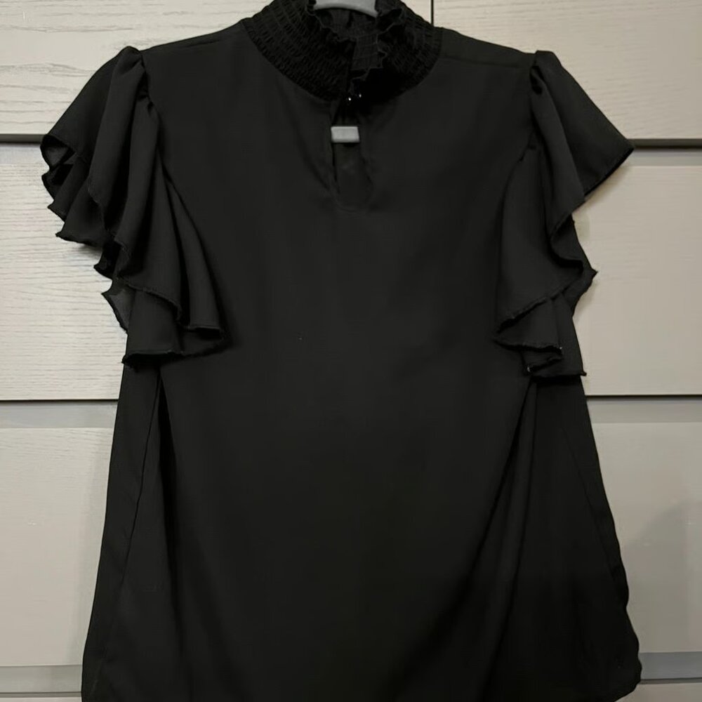 Women's Collar Cap Sleeve Office Blouse size M - Picture 5 of 5